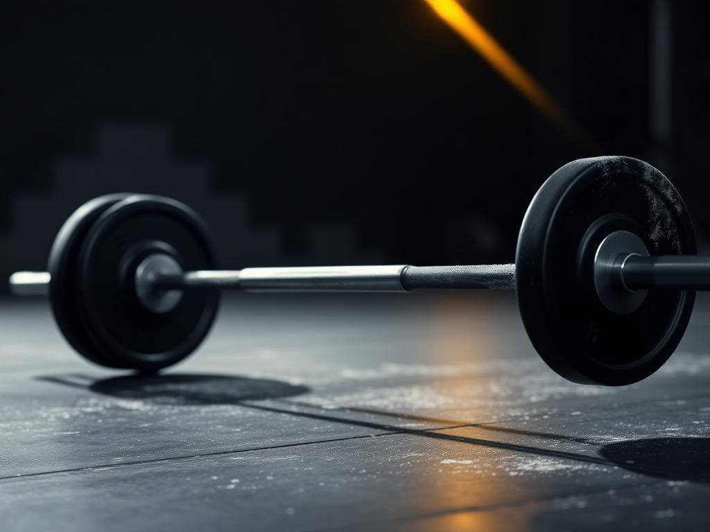 Detalhe de barra olímpica com anilhas na BlackFit